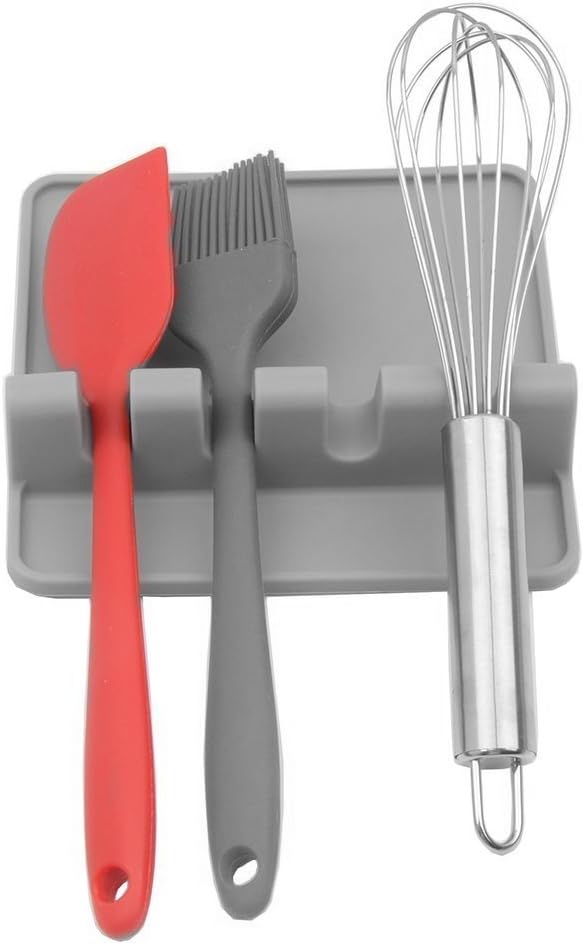 Spoon Rest - KAGADS Kitchen Utensil Silicone Giant Spoon Holder (Gray)