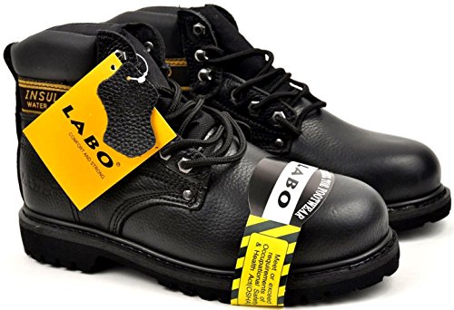 Labo Brand Men's Black Genuine Leather Steel Toe Shoe Work Boots512ST SIZE 14