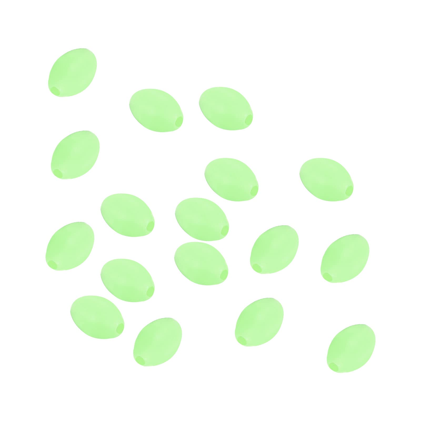 PATIKIL 5x3.4mm Luminous Fishing Beads, 200 Pieces Soft Plastic Glow Fishing Bait Eggs Rig Bead Tackle Tool Oval, Green