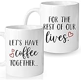 Valentine Gift For Couple - Lets Have Coffee Together Forever, Matching Couple Mugs Set, Mr And Mrs Cups, Romantic Wedding Gift For Couples, His And Hers Engagement Present, Engagement Gift Ideas