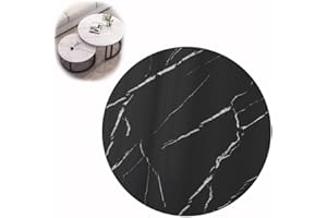 BERWDUXA Wood Round Dining Table Top 16" 20" 24" 32" 40" Solid Wood Table Top, Smooth Circle Tabletop, for Coffee Table, Side Table, Garden Table(Black Marble,50cm/20in)