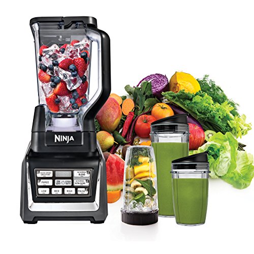 Ninja BL642 Nutri Ninja licuadora personal y de encimera con base Auto-iQ de 1200 W, 72 oz. Jarra y 18, 24 y 32 oz. Tazas para llevar con tapas con boquilla, para batidos, batidos y más, aptas para lavavajillas, negras