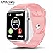 Amazingforless Bluetooth Touch Screen Smart Wrist Watch Phone with Camera (Pink)