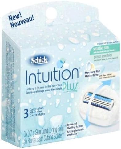 Schick Schick Intuition Plus All-In-One Cartridges for Sensitive Skin, Fragrance Free, 3 cartridges