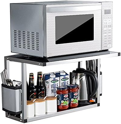Fsrjh 2-layer Stainless Steel Microwave Oven Shelves, Wall-mounted Kitchen Racks A++ (Color : A, Size : Knife holder)