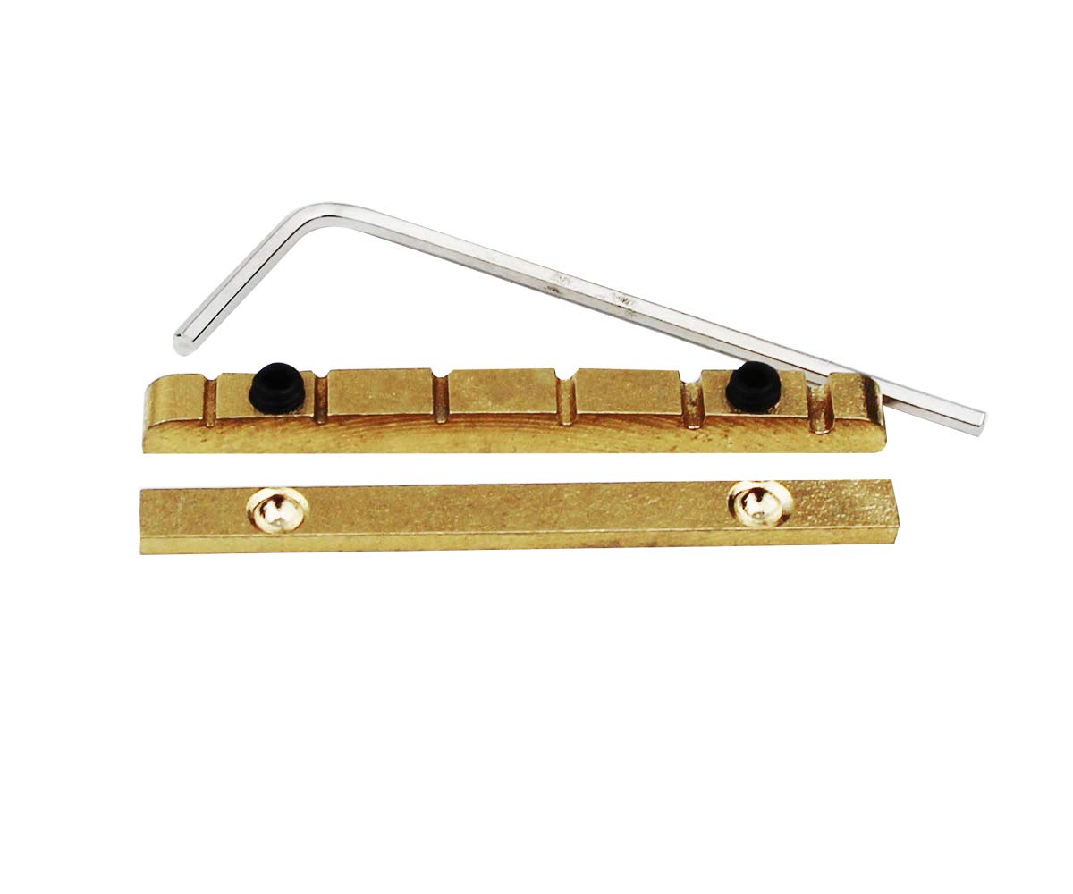 Guyker 42mm Adjustable Guitar Nut - Bell Brass Nut (42 x 3.5mm) Split Regulation Replacement Parts Compatible with Stratocaster Strat ST Style Guitar