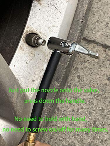 Melphan-Auto 2PCs Air Inflator Hose Adapter Convert Twist On Connection to Lock On Connection, Locking Air Chuck with Air Hose and Standard Tire Valve Fine Thread
