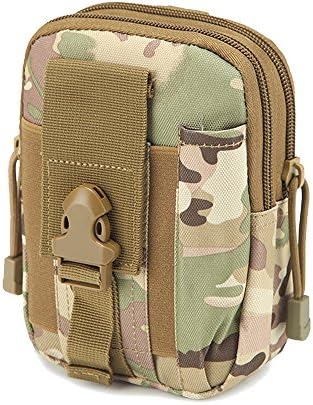Ziomee Compact Tactical Molle Multi-Purpose Poly Tool Holder EDC Pouch Camo Bag Military Nylon Utility Tactical Waist Pack Camping Hiking Pouch with Mini Flashlight,CP Camouflage