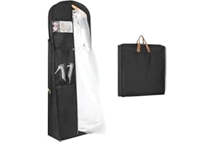 Zilink 72" Wedding Dress Garment Bag Dress Bags for Gowns Bridal Dress Travel Bag with 12”Gusseted and Accessory Pockets for Wedding Dress, Puffy Gowns [Upgraded Version]