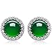 Silver Masters 925 Sterling Silver Stud Earrings With Green Natural Jade Stone