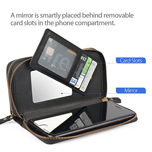 image for TSCASE Zipper Leather Wallet Case, Clutch Bag Phone Wallet Cover with 