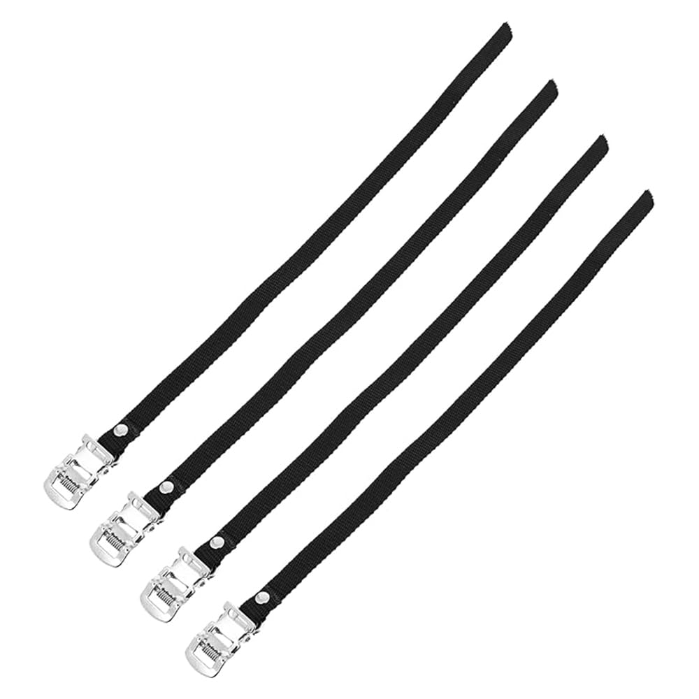 Tiardey 4 Pcs Bike Pedal Straps, Adjustable Bike Rack Straps Foot Pedals, Outdoor or Indoor Bike Pedal Straps Toe Clips Straps (Black)