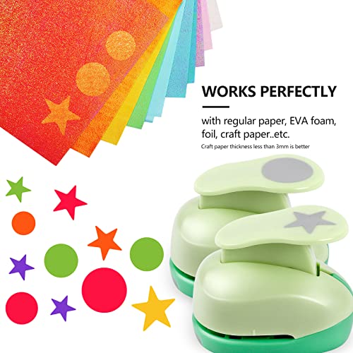 UCEC Paper Punch, 6 Pcs Circle and Star Hole Punch, 3/8", 5/8", 1 Inch