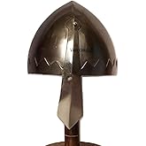 Medieval Norman Warrior Nasal Helmet | Normannen Knight’s Armour Helm with Pre-Fitted Adjustable Inner Liner | Silver Chrome | Men Medieval Costumes Armor SCA LARP Replica Costume