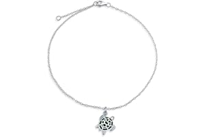 Nautical Stardust Dangle Charm Conch Seashell Anklet Ankle Bracelet For Women .925 Sterling Silver 9 10 Inch Extender