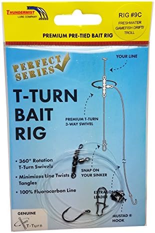 Thundermist Lure Company Perfect Series - RIG# 9C Pre-Tied T-Turn Bait Rig, Clear