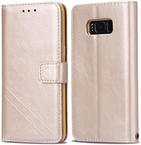 Samsung Galaxy S8 wallet case, AmazingBull [Wrist Strap] [STAND] [Credit Card Holder] [Cash Slot] [Magnetic Closure] [Protective PU leather] [Soft TPU Inner] [360 Protection] for Galaxy S8 (CHAMPAGNE)