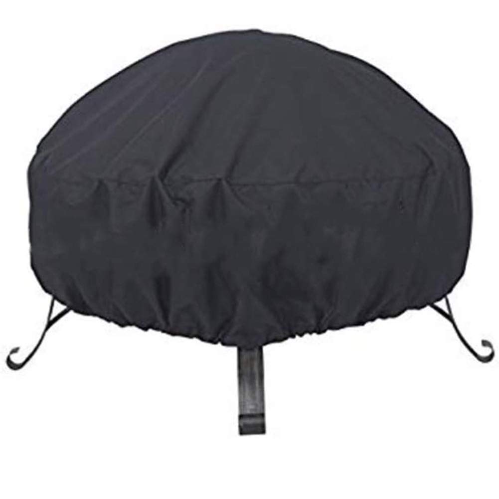 Tongyundacheng Multi-purpose Fire Pit Covers Black Round Fire Pit Cover Waterproof Dust-proof Outdoor Garden Patio Protective Cover with Drawstring for Stove (S: 77x31cm)