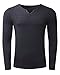 MODCHOK Men's Casual Henley T-Shirts Long Sleeve Slim Fit V Neck Basic Undershirt Tee Tops