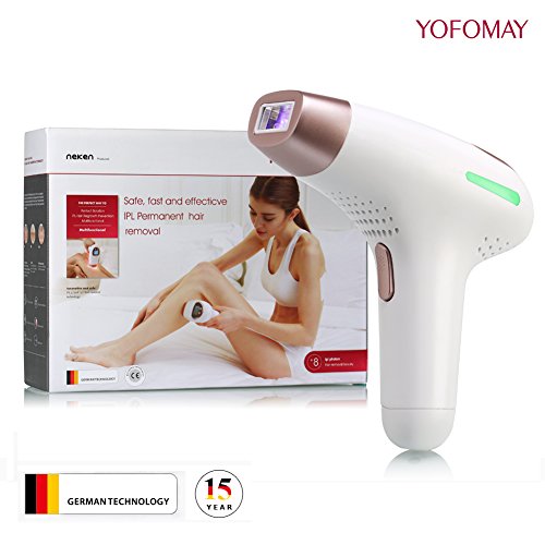 YOFOMAY Advanced IPL Permanent Hair Removal System at Home, Face and Body Hair Removal Device with Razor(Gold)