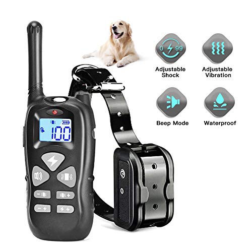 Shock Collar for Dogs,Dog Training Collar – Rechargeable Dog Shock Collar with Remote w/3 Training Modes Beep Vibration Shock Waterproof 1500FT Dog Shock Collar for Small Medium Large Dogs