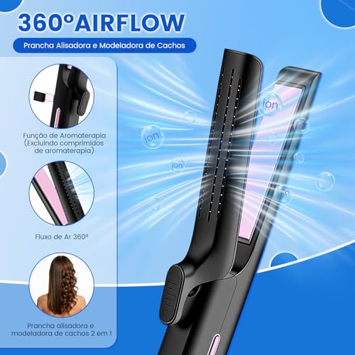 Chapinha Profissional, Com configuração de ar frio e placas flutuantes 3D, 15 Aquecimento rápido e desligamento automático seguro, Configurações de 5 temperaturas, Para todos os tipos de cabelo