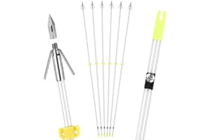 LEANPRO Bowfishing Arrows 6 Pack with Broadheads and Safty Slides 32 inches Archery Fiberglass for Compound Bow Recurve Bow Fishing Hunting