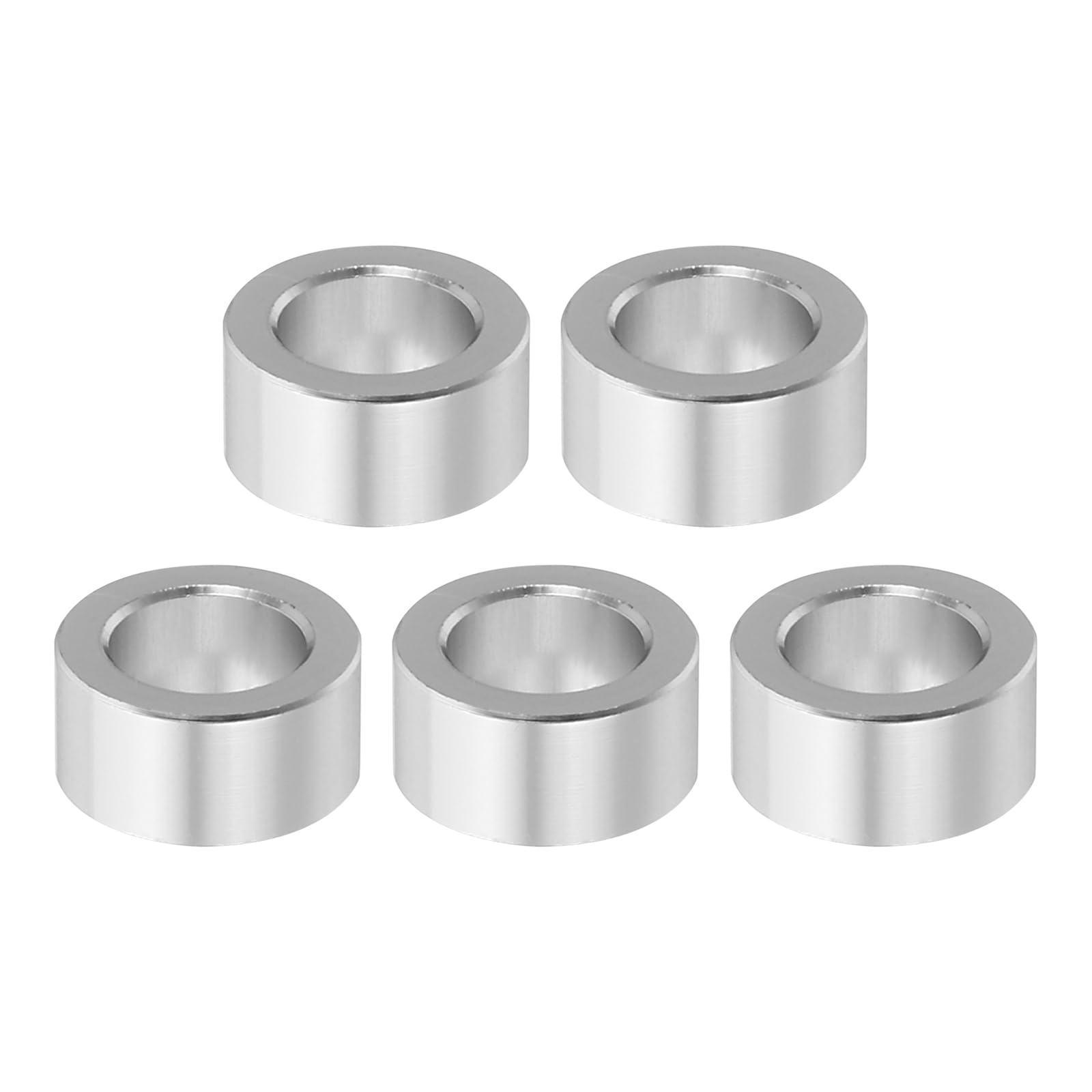 PATIKIL M8 Aluminum Spacers, 5 Pcs Metal Spacer Aluminum M8 X1/2"OD X3/16"L Aluminum Spacer Screw Standoff Round for 5/16" or M8 Screw Bolts, Silvery