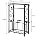 MyGift Black Metal Bathroom Table Stand Storage Shelf with Dual Toilet Paper Holder, Magazine Basket and Scrollwork Design