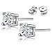 JIAEN 3-10mm Sterling Silver Round Clear Cubic Zirconia Stud Earring (3mm)