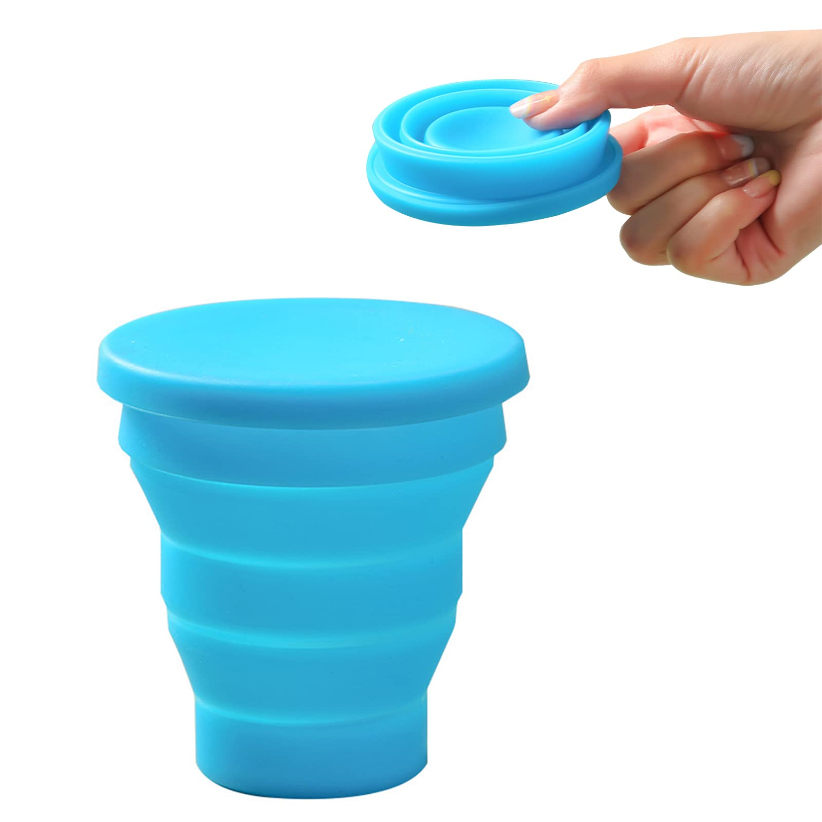 KARELLS Collapsible Travel Mugs Silicone Cups, Collapsible Silicone Water Cup, 170ml Collapsible Camping Cup with Lid for Picnic, Camping, Outdoor Hiking Travel