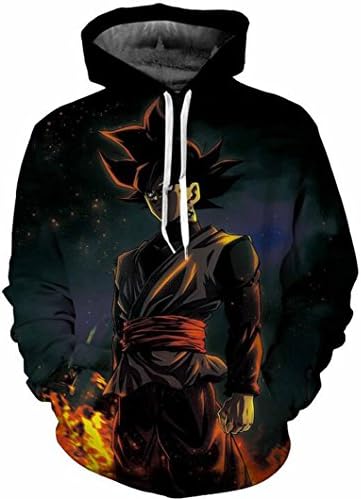 Anime Dragon Ball Coat Pullover Hoodie Sweatshirt (US M=Asia XL, gray+black)