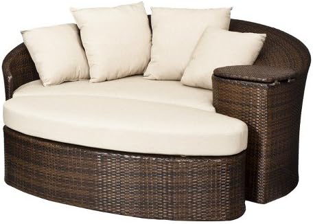 Amazon Com Thresholda Rolston Wicker Patio Daybed Garden Outdoor
