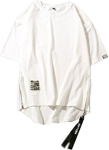 Amazon 17夏 メンズｔシャツ ゆったり 日系 両側ファスナー付き かっこいい 無地 若者 学生時代 カジュアル 快適 涼しい Yacopo Tシャツ カットソー 通販