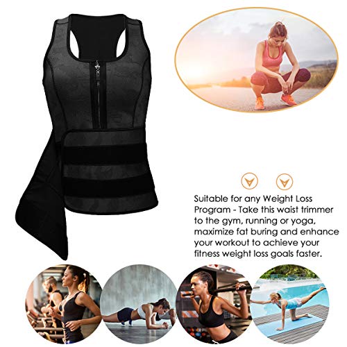 Slimerence Sauna Suit Tank Top Vest, Neoprene Latex Sport Girdle Waist Trainer Corset, for Women Black XL