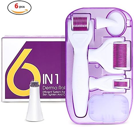 6 In 1 Micro Needle Roller Set - Microneedle Derma Roller for Face And Body- Titanium Derma Roller Kit for Silky and Beautiful Skin - Ideal for Young and Radiant Skin -1200 Micro Needle Skin Care Syst