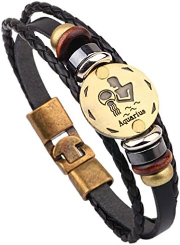 HIRIRI Unisex 12 Constellations Bracelet Fashion Jewelry Alloy Leather Bracelet Personality Bracelet Gift