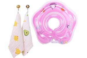 Summer Baby Swim Ring with 2PCS Cotton Towels for 0-18Months Boys Girls,Inflatable Pool Swim Float Ring for Bath or Swim Trai