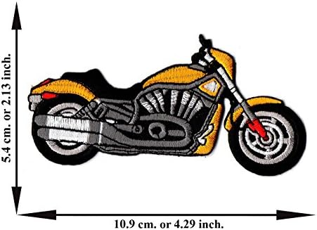 Motorcycle Bike Bigbike Super Bike Yellow Embroidered Applique Iron on Patch T-shirt Cap Jeans Bag