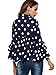 Floerns Women's Polka Dot Layered Ruffle Bell Sleeve Sheer Shirt Blouse Tops