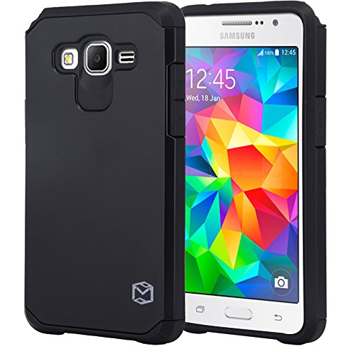 Grand Prime Case, MP-MALL [Dual Layer] [Shockproof] Armor Hybrid Defender Anti-Drop Rugged Premium Protective Case Cover Fit For Samsung Galaxy Grand Prime (Black)