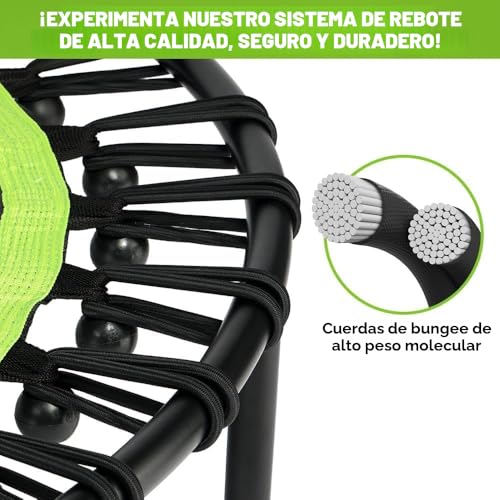 ONETWOFIT Trampolín Plegable para Adultos 101/107/114cm, Mini trampolín de Fitness, con Mango de Espuma Ajustable, elásticos, Ejercicio silencioso para Interior Personal