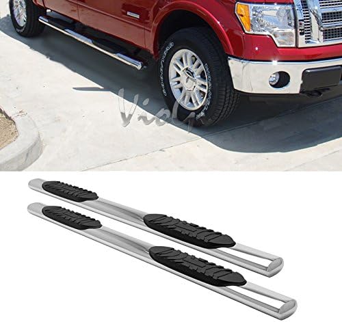 AutoCat 5" Oval Side Step Rail Nerf Bar Running Board For 15-16 Ford F150 Super Crew/Supercrew Cab Stainless Steel