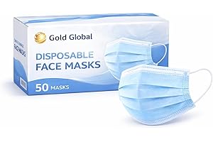 Gold Global Disposable Face Masks – 3 Layer Non-Medical Masks with Earloop, Breathable for Daily Use, Work, & Public Spaces