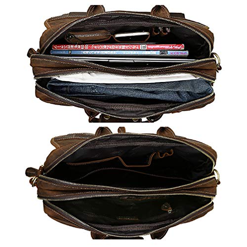 Iswee Leather Briefcase Fit Under 16.5" Laptop Tote Shoulder Bag for Men Messenger Satchel Work Case Crossbody (Extra Large Size-Fit 17" Laptop, Dark Brown)