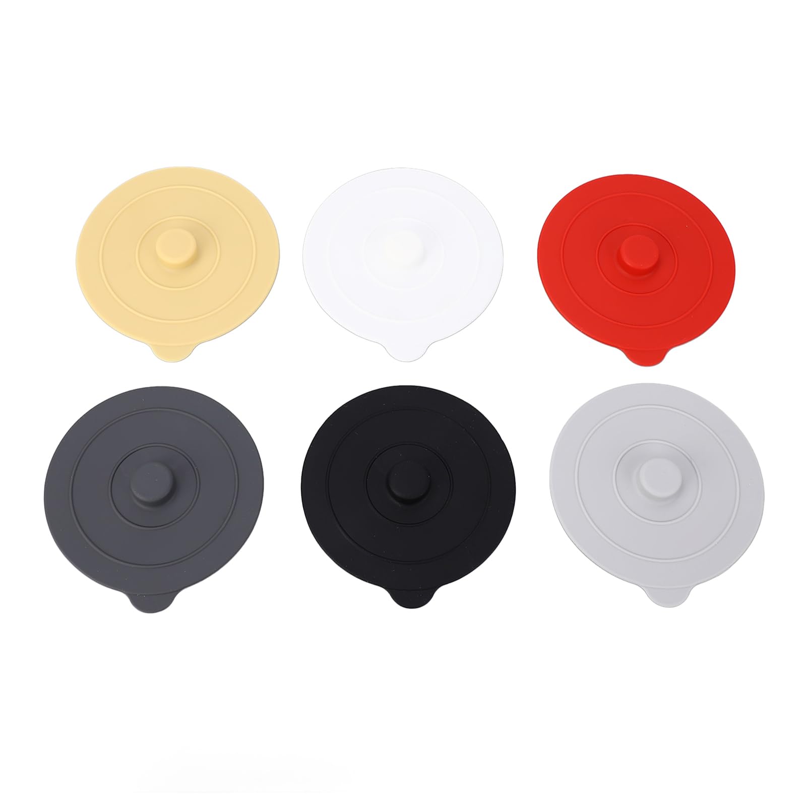 6Pcs Silicone Cup Covers Dustproof Mug Cover Round Universal Cup Cover 3.74 Inches Red Yellow Black White Dark Grey Light Grey for Drink Cup Mug Wine Glass Coffee Cup