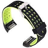 Silicone Bands for Fitbit Charge 2, Lwsengme 18mm Silicone Replacement Accessories Wrist Band with Adjustable Buckle and Quick Release for Fitbit Charge 2 HR.(Black/Fluorescent yellow)