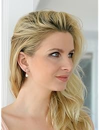 mariell gota de color marfil perla clásico nupcial aretes de boda con 14 K Rose Gold Plated Circonita Cúbica