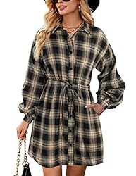 Blooming Jelly Womens Plaid Dress Flannel Shirts