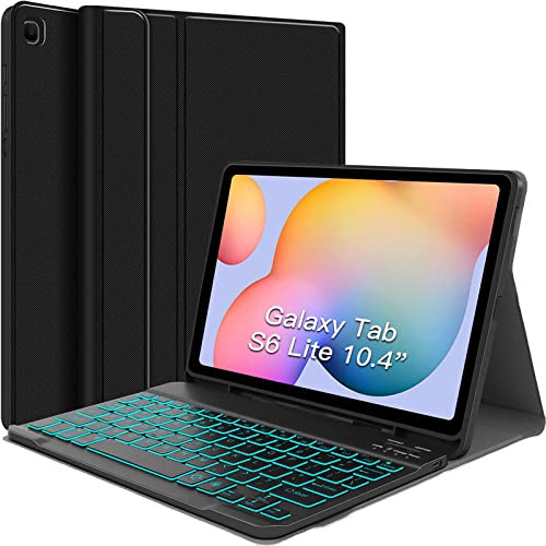 Galaxy Tab S6 Lite Case with Keyboard 2022/2020 Slim Protective  Stand Cover Support S Pen Charging